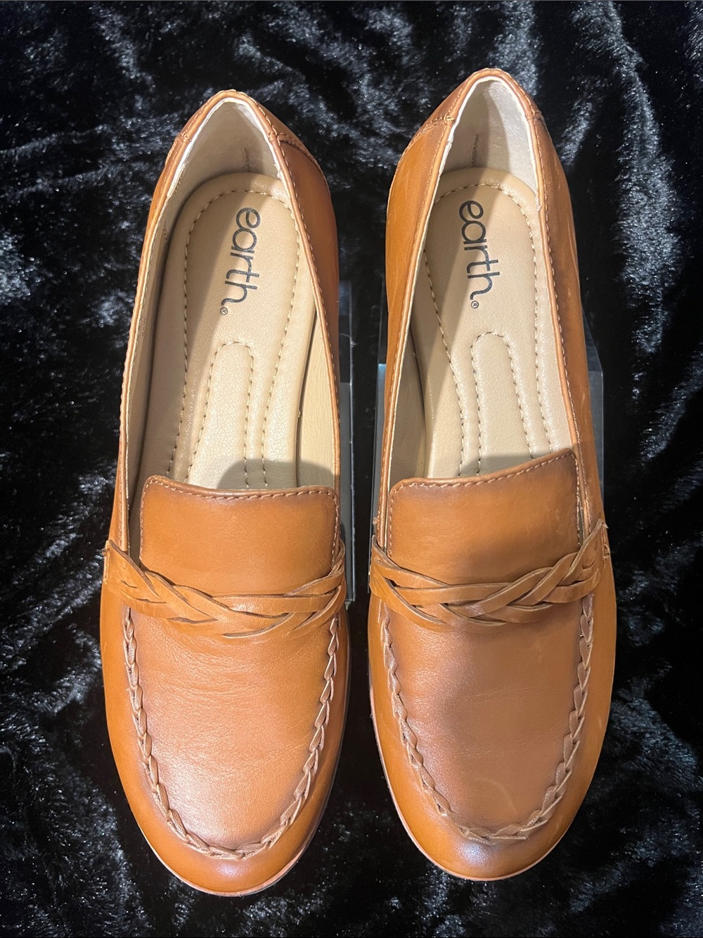 Earth Women's Cognac Leather Slip-On Loafers